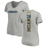 Detrez Newsome Women's Los Angeles Chargers Name & Number Slim Fit V-Neck T-Shirt - Heather Gray