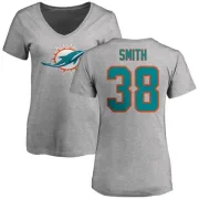 De'Veon Smith Women's Miami Dolphins Name & Number Logo Slim Fit T-Shirt - Ash