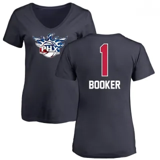 Devin Booker Women's Phoenix Suns Navy Name and Number Banner Wave V-Neck T-Shirt