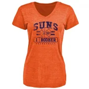 Devin Booker Women's Phoenix Suns Orange Baseline Tri-Blend T-Shirt