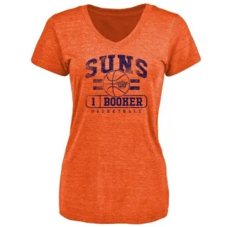 Devin Booker Women's Phoenix Suns Orange Baseline Tri-Blend T-Shirt