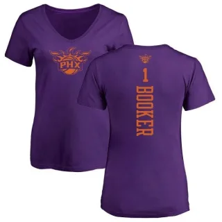 Devin Booker Women's Phoenix Suns Purple One Color Backer Slim-Fit V-Neck T-Shirt
