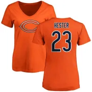 Devin Hester Women's Chicago Bears Name & Number Logo Slim Fit T-Shirt - Orange