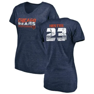 Devin Hester Women's Chicago Bears Retro Tri-Blend V-Neck T-Shirt - Navy