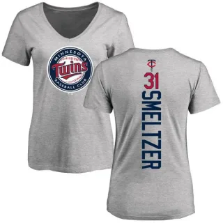 Devin Smeltzer Women's Minnesota Twins Backer Slim Fit T-Shirt - Ash