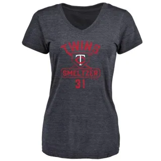 Devin Smeltzer Women's Minnesota Twins Base Runner Tri-Blend T-Shirt - Navy