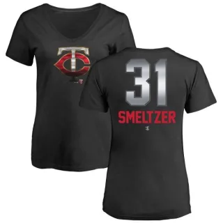 Devin Smeltzer Women's Minnesota Twins Midnight Mascot V-Neck T-Shirt - Black