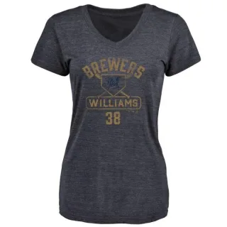 Devin Williams Women's Milwaukee Brewers Base Runner Tri-Blend T-Shirt - Navy