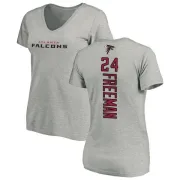 Devonta Freeman Women's Atlanta Falcons Backer V-Neck T-Shirt - Ash