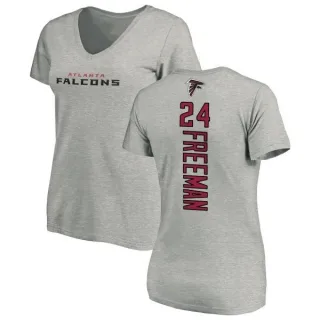 Devonta Freeman Women's Atlanta Falcons Backer V-Neck T-Shirt - Ash