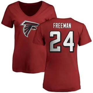 Devonta Freeman Women's Atlanta Falcons Name & Number Logo Slim Fit T-Shirt - Red