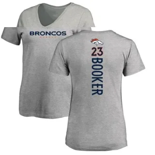 Devontae Booker Women's Denver Broncos Backer V-Neck T-Shirt - Ash