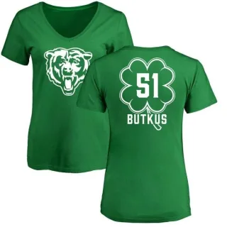 Dick Butkus Women's Chicago Bears Green St. Patrick's Day Name & Number V-Neck T-Shirt