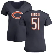 Dick Butkus Women's Chicago Bears Name & Number Logo Slim Fit T-Shirt - Navy