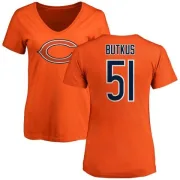 Dick Butkus Women's Chicago Bears Name & Number Logo Slim Fit T-Shirt - Orange