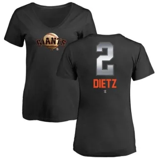 Dick Dietz Women's San Francisco Giants Midnight Mascot V-Neck T-Shirt - Black