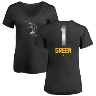 Dick Green Women's Oakland Athletics Midnight Mascot V-Neck T-Shirt - Black