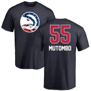 Dikembe Mutombo Atlanta Hawks Navy Name and Number Banner Wave T-Shirt