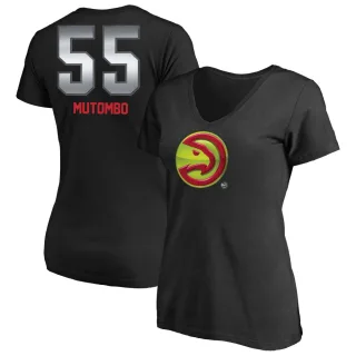 Dikembe Mutombo Women's Atlanta Hawks Black Midnight Mascot T-Shirt