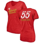 Dikembe Mutombo Women's Atlanta Hawks Red Sideline Tri-Blend V-Neck T-Shirt