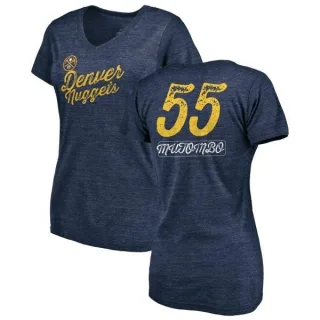 Dikembe Mutombo Women's Denver Nuggets Navy Sideline Tri-Blend V-Neck T-Shirt