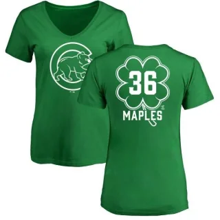 Dillon Maples Women's Chicago Cubs Dubliner Name & Number V-Neck T-Shirt - Kelly Green