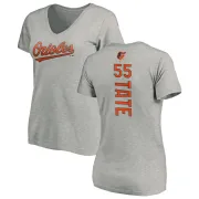 Dillon Tate Women's Baltimore Orioles Backer Slim Fit T-Shirt - Ash