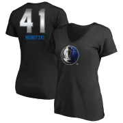 Dirk Nowitzki Women's Dallas Mavericks Black Midnight Mascot T-Shirt