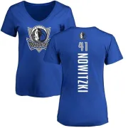 Dirk Nowitzki Women's Dallas Mavericks Royal Backer T-Shirt