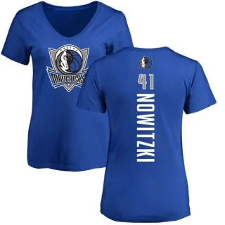 Dirk Nowitzki Women's Dallas Mavericks Royal Backer T-Shirt