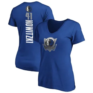 Dirk Nowitzki Women's Dallas Mavericks Royal Backer T-Shirt