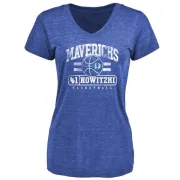 Dirk Nowitzki Women's Dallas Mavericks Royal Baseline Tri-Blend T-Shirt