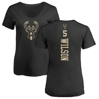 D.J. Wilson Women's Milwaukee Bucks Black One Color Backer Slim-Fit V-Neck T-Shirt
