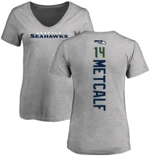 DK Metcalf Women's Seattle Seahawks Backer V-Neck T-Shirt - Ash