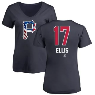 Dock Ellis Women's Pittsburgh Pirates Name and Number Banner Wave V-Neck T-Shirt - Navy