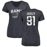 Dominique Easley Women's Los Angeles Rams Distressed Name & Number Tri-Blend V-Neck T-Shirt - Navy