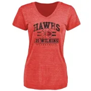 Dominique Wilkins Women's Atlanta Hawks Red Baseline Tri-Blend T-Shirt