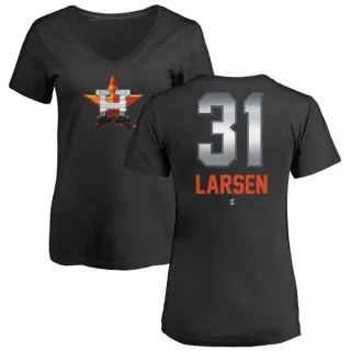 Don Larsen Women's Houston Astros Midnight Mascot V-Neck T-Shirt - Black