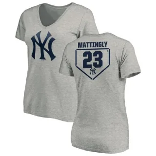 Don Mattingly Women's New York Yankees RBI Slim Fit V-Neck T-Shirt - Heathered Gray