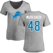 Don Muhlbach Women's Detroit Lions Name & Number Logo Slim Fit T-Shirt - Ash