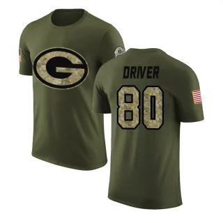 Donald Driver Green Bay Packers Olive Salute to Service Legend T-Shirt