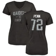 Donald Penn Women's Oakland Raiders Black Distressed Name & Number Tri-Blend V-Neck T-Shirt