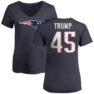 Donald Trump Women's New England Patriots Name & Number Logo T-Shirt - Navy