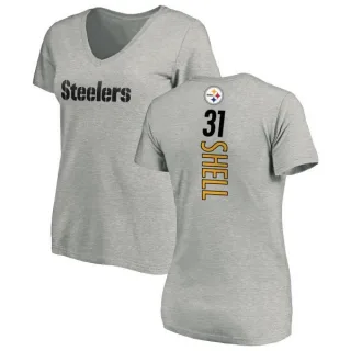 Donnie Shell Women's Pittsburgh Steelers Backer V-Neck T-Shirt - Ash