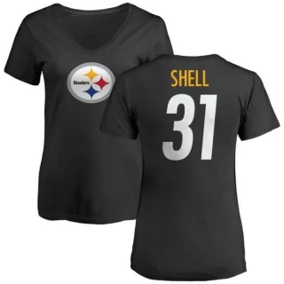 Donnie Shell Women's Pittsburgh Steelers Name & Number Logo Slim Fit T-Shirt - Black