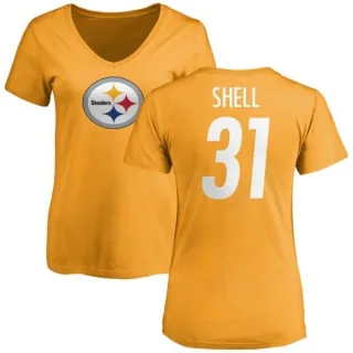 Donnie Shell Women's Pittsburgh Steelers Name & Number Logo Slim Fit T-Shirt - Gold