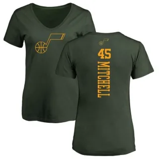 Donovan Mitchell Women's Utah Jazz Green One Color Backer Slim-Fit V-Neck T-Shirt