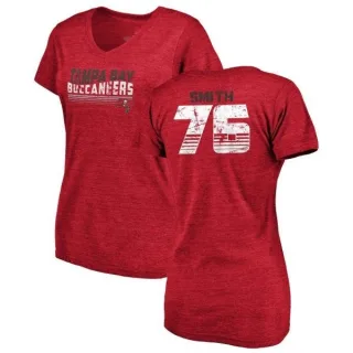 Donovan Smith Women's Tampa Bay Buccaneers Retro Tri-Blend V-Neck T-Shirt - Red