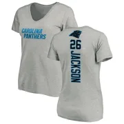 Donte Jackson Women's Carolina Panthers Backer V-Neck T-Shirt - Ash