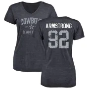 Dorance Armstrong Women's Dallas Cowboys Distressed Name & Number Tri-Blend V-Neck T-Shirt - Navy